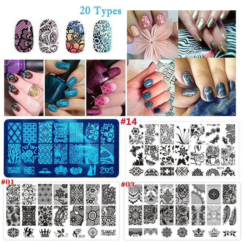 Пластина для стемпинга для нейл-арта лак для ногтей штамп скребок инструменты маникюрный нержавеющий штамп шаблон печать УФ гелевый штамп комплект