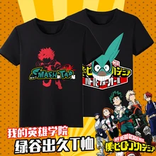 Футболка с героями мультфильма «Мой герой», «мидория изуку», «унисекс», летняя хлопковая футболка с короткими рукавами, футболки, красивые узоры, цвет черный