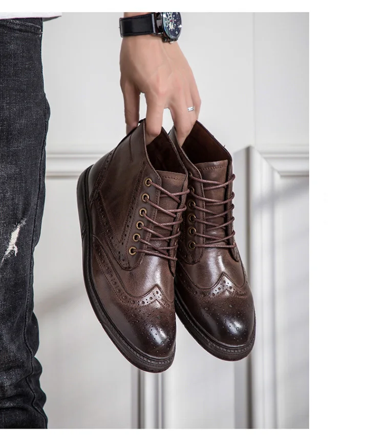 NPEZKGC/мужские Ботильоны; модельная мужская обувь; высококачественные модные ботинки «Челси»; сезон осень; броги; Повседневная обувь из мягкой кожи