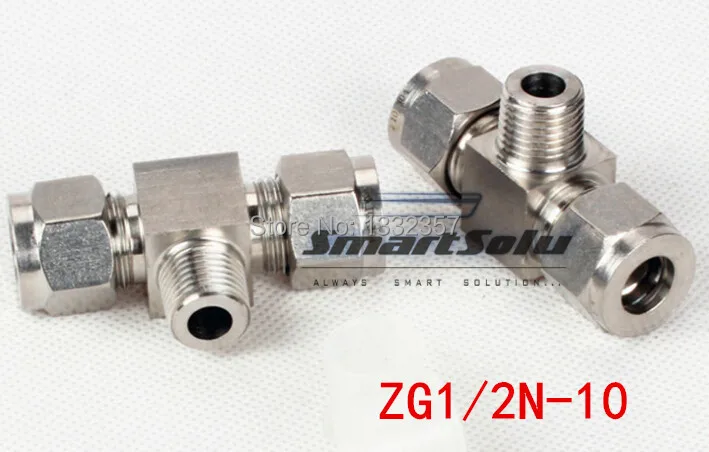 

Free shipping Tee Union Stainless Steel Connector Fitting,ZG1/2"NPT Thread x 10,10MM tube Compression fitting,pneumatic fittings