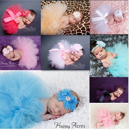 

Newborn Tutu Skirts And Headband Set Baby Photo Shoot princess Skirts + Floral Headbands Photography Props Girls saia tutu bebe