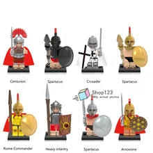 100 шт./лот строительные блоки Спартак древнеримская армия герой Спарты средневековые Рыцари супер герой игрушки для детей, подарки X0164