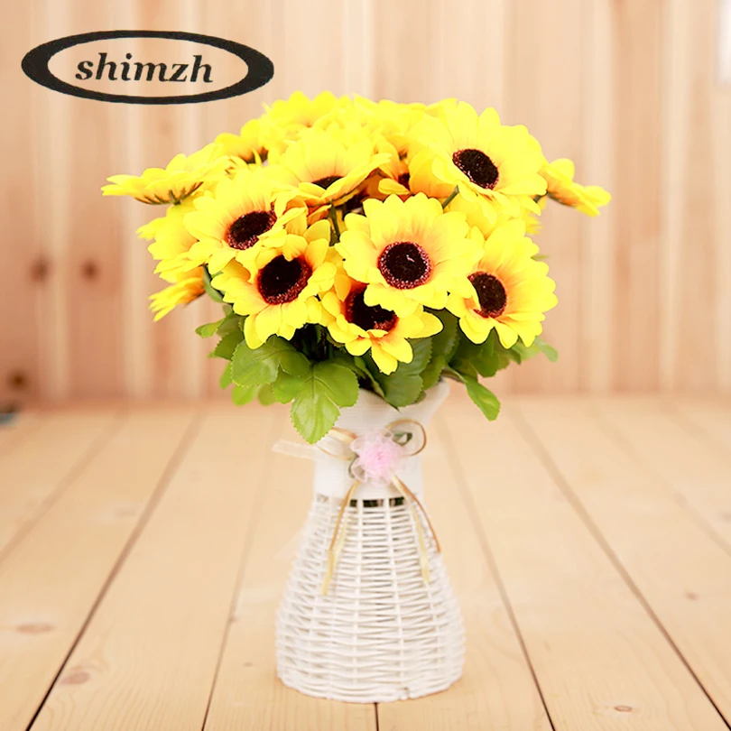 SHIMZH New Artificial Fake Sun Flower One Piece Yellow Color Silk Flowers For Home Garden Balcony Windowsill Decoration Bouquet SHIMZH New Artificial Fake Sun Flower One Piece Yellow Color Silk Flowers For Home Garden Balcony Windowsill Decoration Bouquet