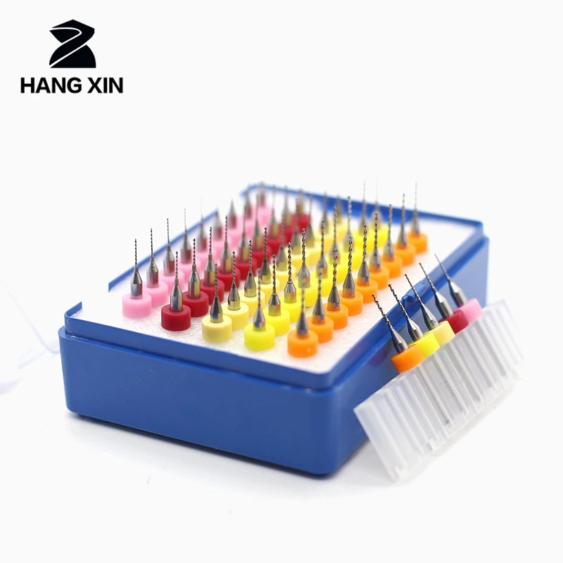 Online HANGXIN 50 pcs carburo di tungsteno PCB bit set strumento di fresatura foratura circuit board incisione strumento di 0.5 + 0.6 + 0.7 + 0.8 + 0.9 millimetri