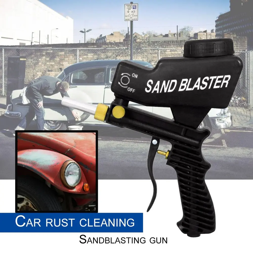 

Gravity Feed Sandblasting Gun Air Sandblast Portable Sand Spray Gun for Rust Removing Sandblaster Black