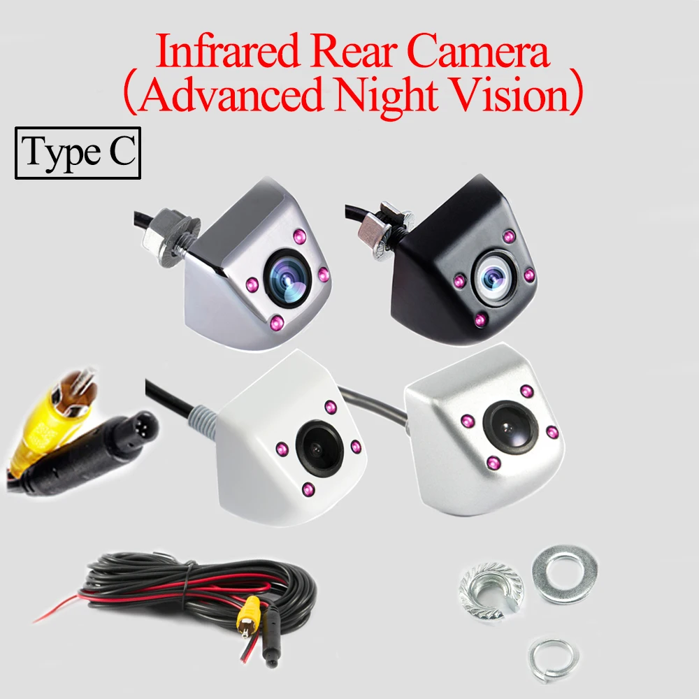 Hipppcron Автомобильная камера заднего вида, камера заднего вида и фронтальная и инфракрасная камера ночного видения для парковки, водонепроницаемый CCD HD видео