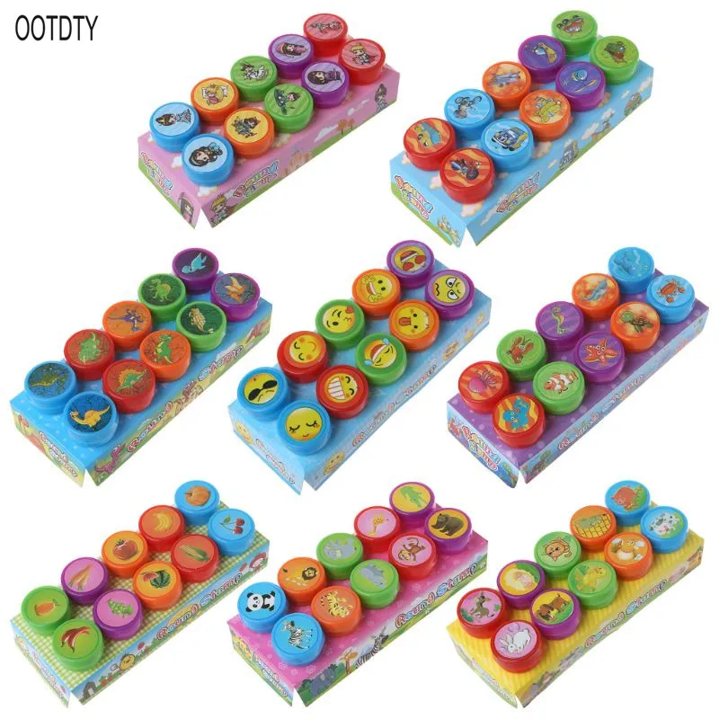 

10Pcs/set Children Seal Cartoon Cute Stamp Tools Teacher Comment Encourages Puzzle Fun Atomic Stamps