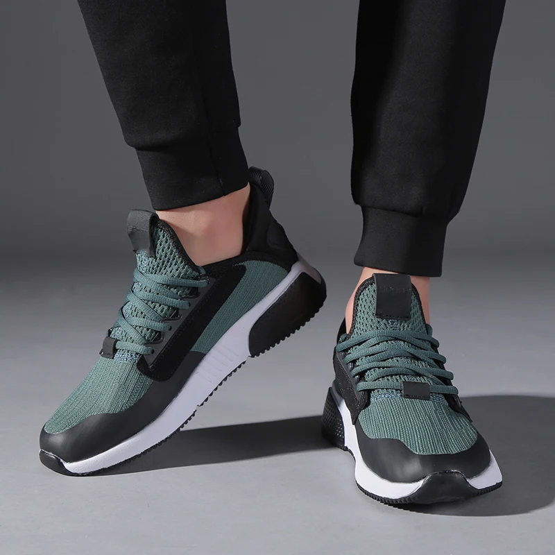 Новые мужские кроссовки для мужчин, резиновые черные кроссовки для бега, армейская зеленая дышащая спортивная обувь с сеткой, дышащая износостойкая