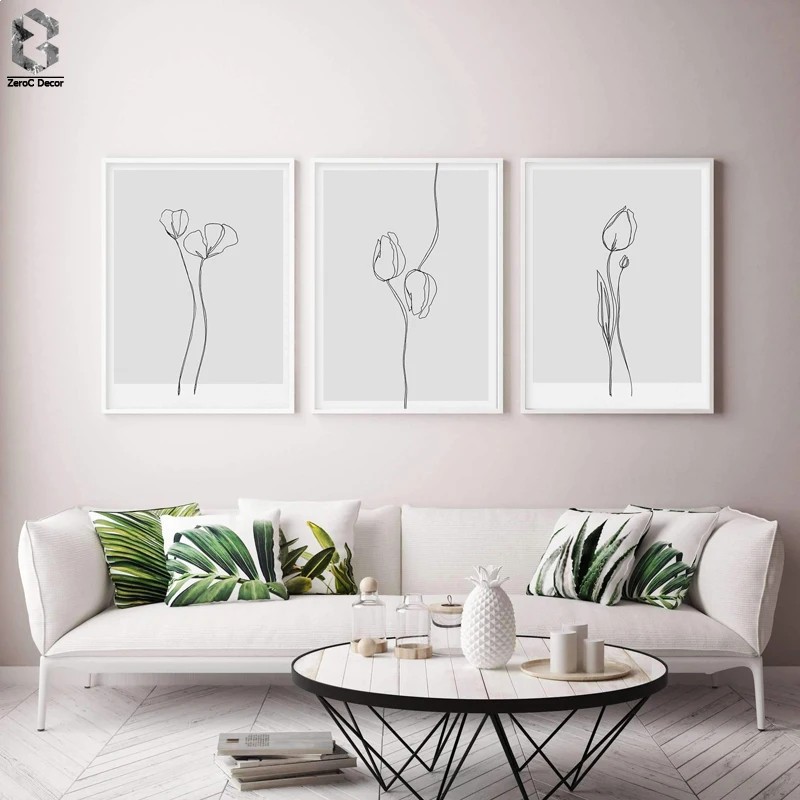 

Nordic Wall Picture Minimalism Line Flowers Canvas Painting Wall Art Decorative Scandinavian Poster Print Cuadros Living Room