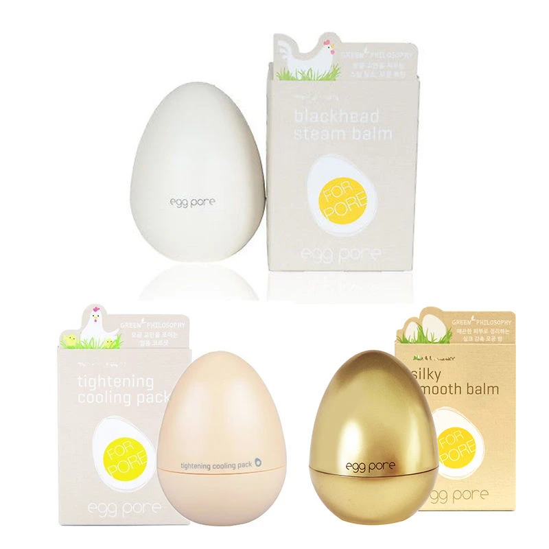 Korea Cosmetics Egg Pore 3 Item Set ( Blackhead Steam Balm + Cooling Pack+Smooth Balm ) Face Mask Black head Remover Shrink Pore