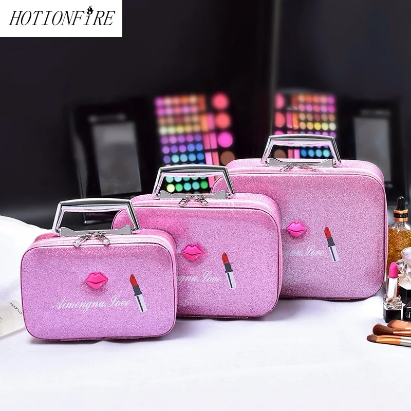 

Women Makeup Bags Portable Simple Storage Box Large Capacity Multi-function Suitcase Fashion Travel Cosmetic Case Waterproof