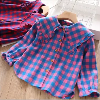 

kids blouse for girls 2019 fall children plaid Shirts fashion Long sleeve kids Shirts sweet girls clothes belle clothing