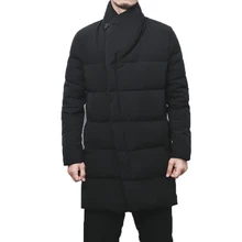 Новая брендовая зимняя куртка хлопковая длинная куртка-Парка мужская куртка черная тонкая утепленная верхняя одежда куртки пальто