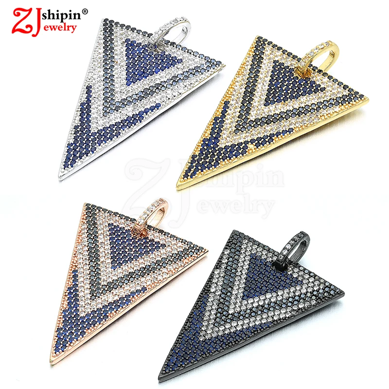 

2018 new fashion micro-inlaid zircon CZ triangle jewelry accessories DIY pendant for luxury necklace jewelry production