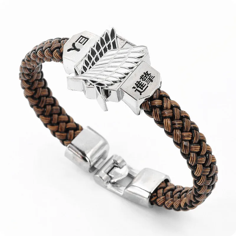 Attack on Titan Scouting Corps Anime Leather Bracelet DEATH NOTE Metal Accessories Cosplay Collection