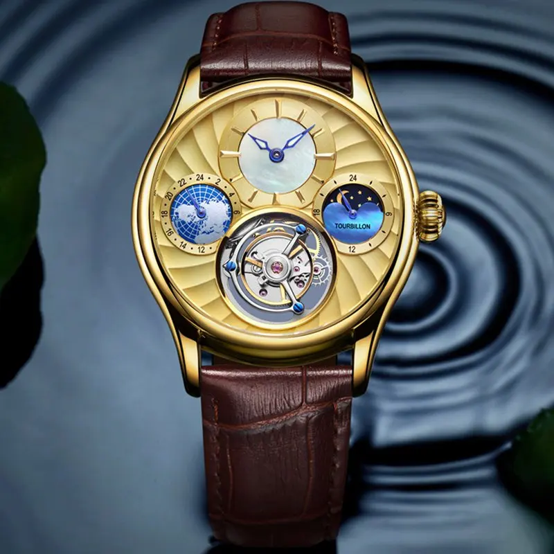 Настоящее Tourbillon Механический ручной взвод мужчины часы лучший бренд класса люкс частный настраиваемый скелет часы мужчины сапфир Relogio Masculino - Цвет: G