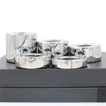 Magnetic Lock Metal Scrotum Pendant Ball Stretcher Testis Weight Cock Ring Penis Restraint Stainless Steel Sex Toys for Men 5