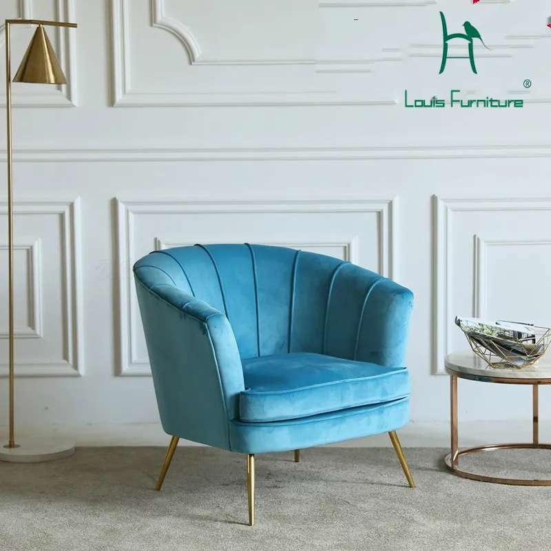 

Louis Fashion Living Room Sofas American Cloth Art Nordic Creative Living Room Hotel Leisure Tiger Chair Bedroom Balcony Rest