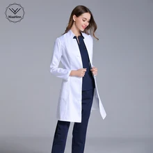 Новая женская униформа для медсестры со стоячим воротником, с длинным рукавом, подходит для врача, белый цвет