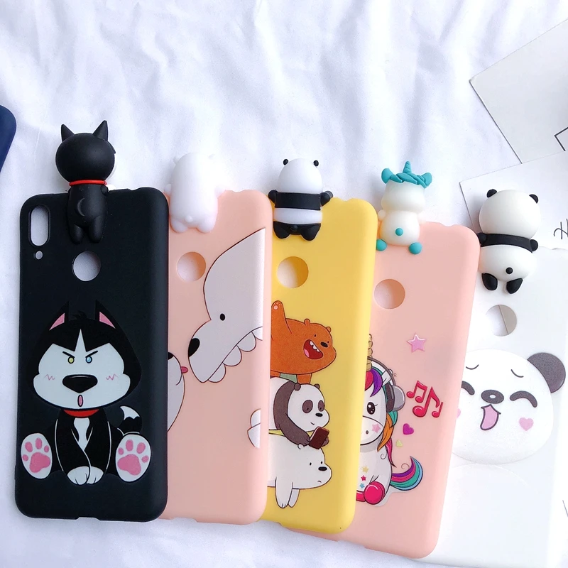 Y7 3D чехол для huawei Y7 чехол для телефона Kawaii Медведь Единорог силиконовый чехол для etui huawei Y7 Prime чехол+ отпечаток пальца