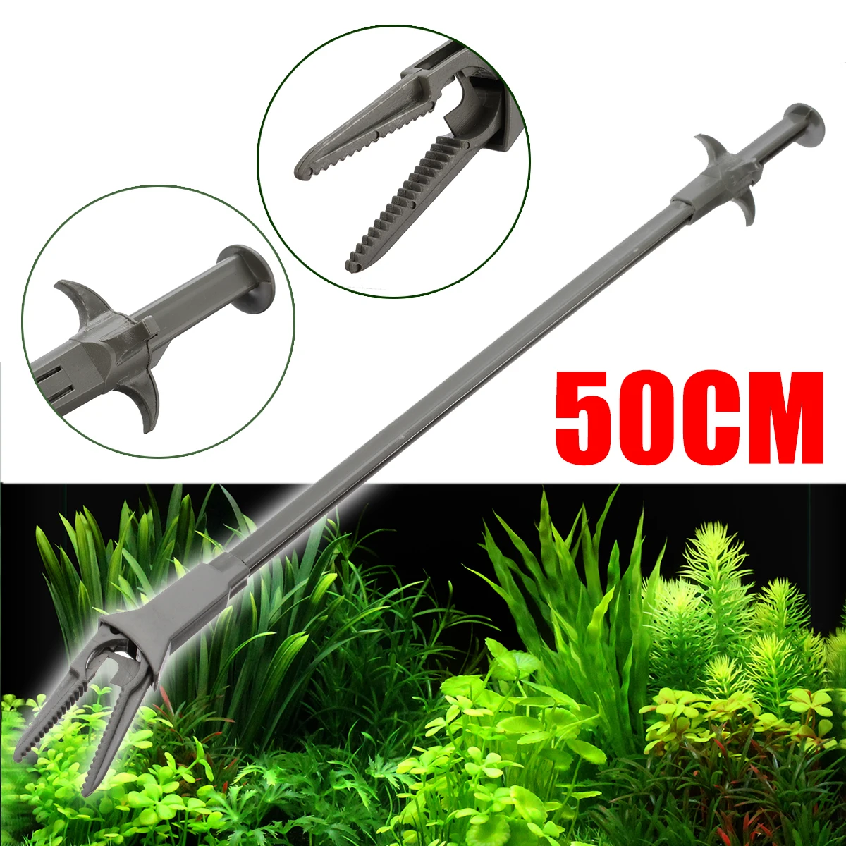 1pcs 50cm Dark Gray Long Aquarium Fish Tank Plastic Plant Pruning Tongs Tweezer Pliers Fish Tank Cleaning Tool