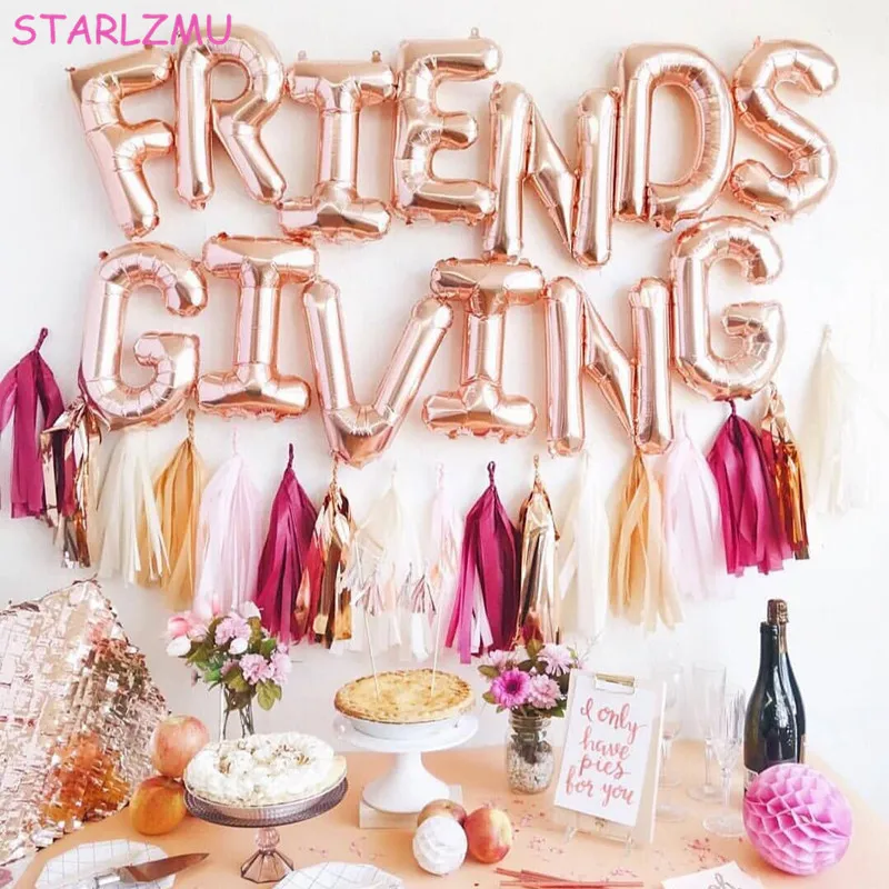 

STARLZMU 16Inch Rose Gold Letter Balloons Letter Balloon Banner Custom Phrase Word Name or Number Birthday Party Decorations