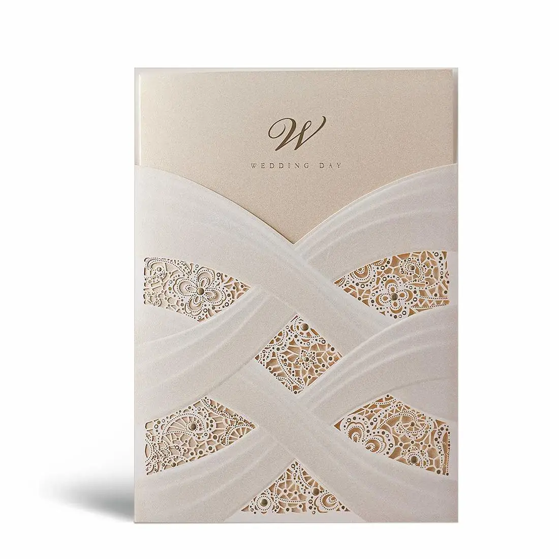 

[ECHOES OF LOVE] 1Pcs White Laser Cut Wedding Invitations Card, Floral Vertical Blank Acrylic Invitations Elegant Wedding Cards