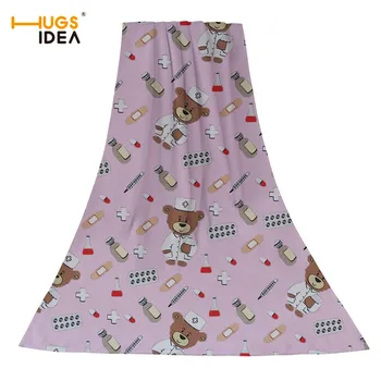 

HUGSIDEA Pharmacy Nurse Bear Pattern Bath Towels Nursing Design Super Absorbent Summer Beach Towels Soft Microfibra Toalla