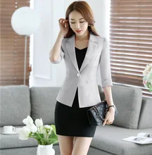 Spring Summer Half Sleeve Professional Business Work Suits With Jackets And Dress Office Ladies Work Wear Blazers Outfits