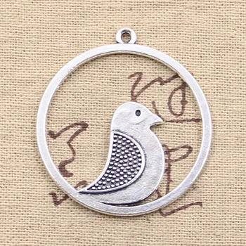 

2pcs Charms Circle Bird 42x38mm Antique Bronze Silver Color Plated Pendants Making DIY Handmade Tibetan Bronze Finding Jewelry