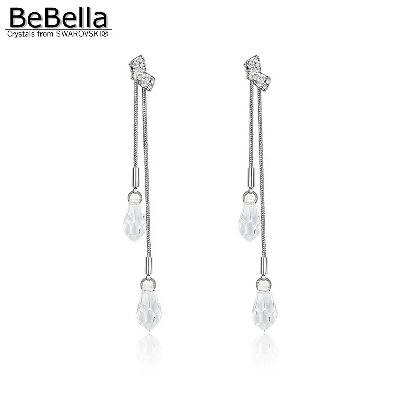 Женские Висячие серьги BeBella прозрачные висячие с кристаллами Swarovski модные