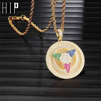 

Hip Hop Full Iced Out Bling Windmill Necklace Rhinestone Rope Chain Gold Color Pendants & Necklaces For Men Jewelry Dropshipping