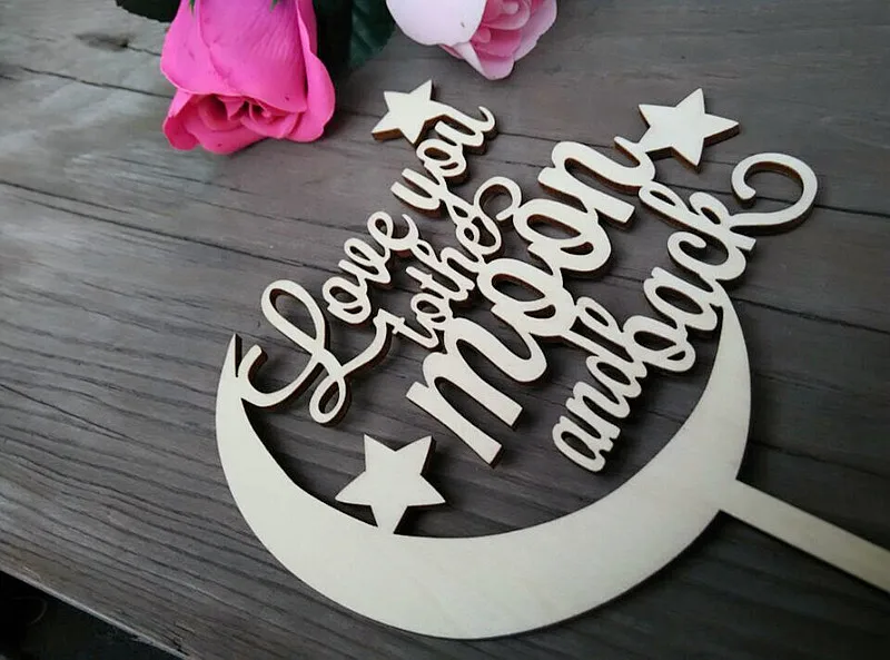 Wedding Romantic Cake Topper Love You To The Moon And Back Party Supply Decor 
