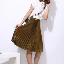 CHICEVER, модная цветная Женская юбка, плиссированные юбки до колена, высокая талия, повседневная одежда, корейские юбки больших размеров, Осенние