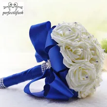 Perfectlifeoh элегантная красочная Роза для подружки невесты Искусственные руки держа Свадебные цветы Свадебные букеты buque de noiva