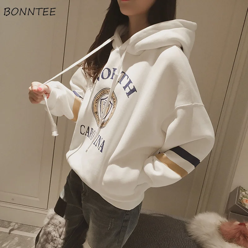 

Hoodies Women Winter Warm Plus Velvet Soft Loose Harajuku All-match Simple Retro Trendy Student Long Sleeve Womens Sweatshirt