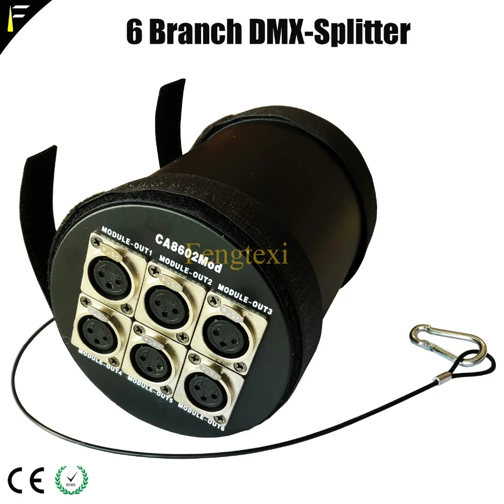 6 дорогу DMX512 мобильный Splitter наклейки легко установлен для сцены фермы 3pin XLR выходы распределяет усиливает dmx Полировщики для ногтей