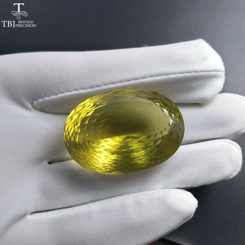 Tbj натуральный Лимон Кварц 110.8ct большой овальной формы в птичье гнездо резки bralliant