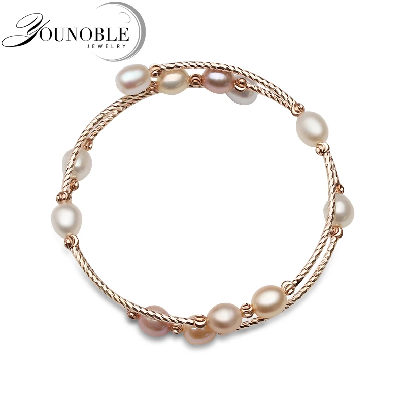 

Fashion Natural Freshwater Double Pearl Bracelet For Women, Adjustable Bracelet Girl Birthday Gift
