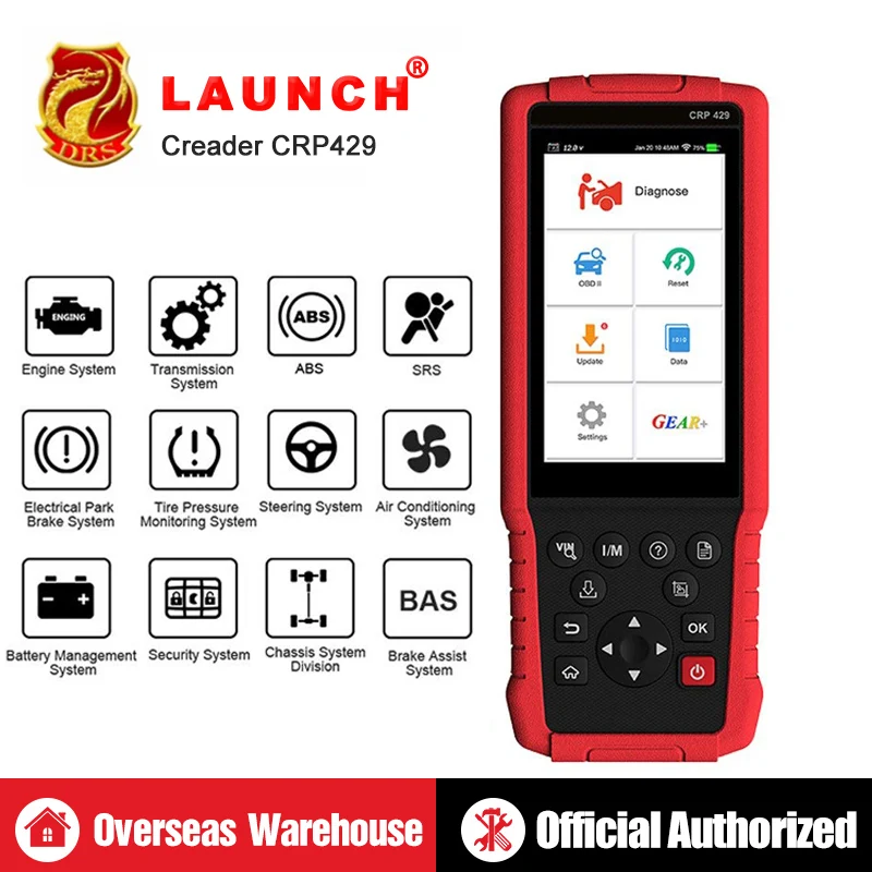 

Launch CRP429 OBD2 Diagnostic Scan Tool Android 7.0 All System Diagnoses CRP 429 ABS Bleeding, Injector Coding, IMMO Key Program
