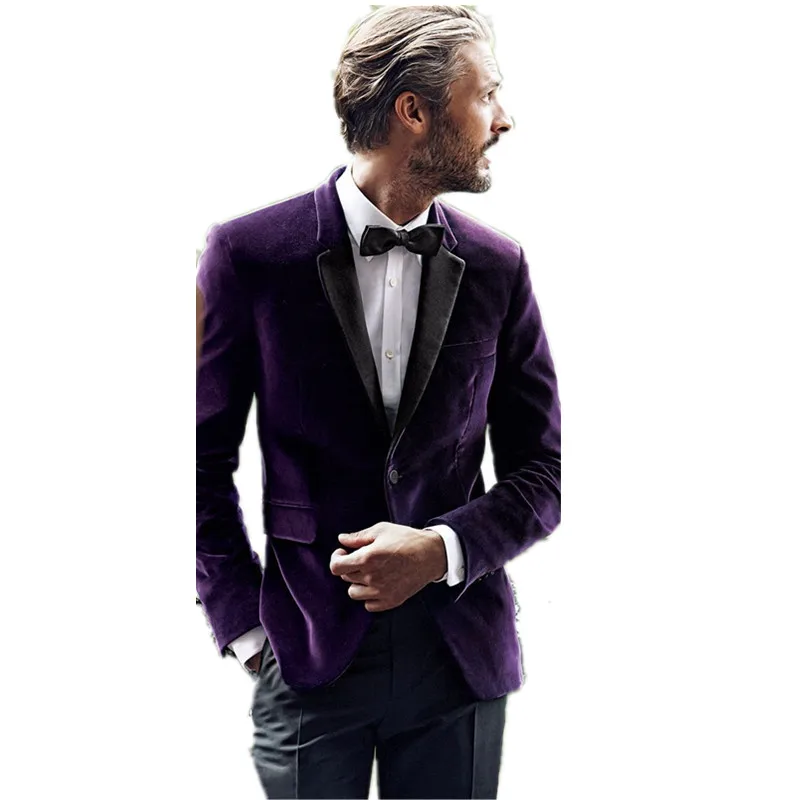 Мужские костюмы с отворотом, бархатные мужские свадебные свадебный смокинг, лучшие мужские вечерние костюмы