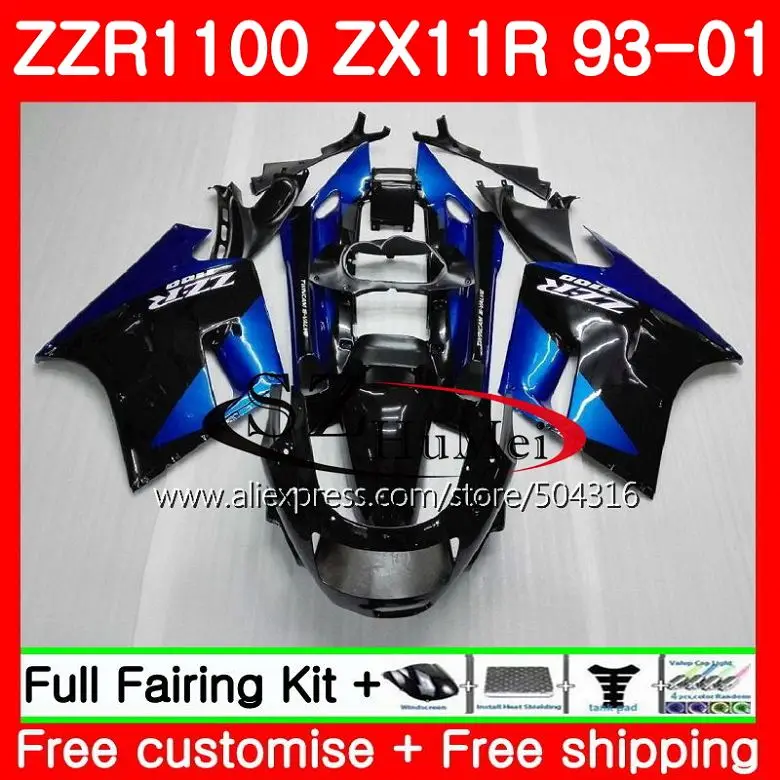 blue black Kit For KAWASAKI NINJA ZX11 ZX-11R ZZR1100 93-01 11SH19 ZX11R 93 98 99 00 01 ZX 11R 1993 1998 1999 2000 2001 Fairing |