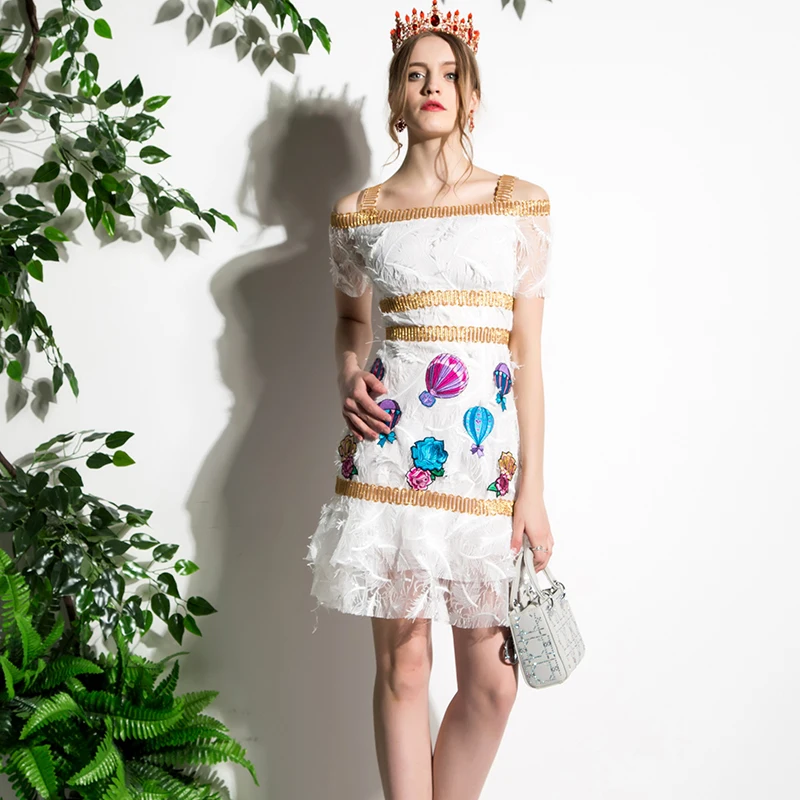 Fairy Novelty Dresses European Style Women High end White Balloon