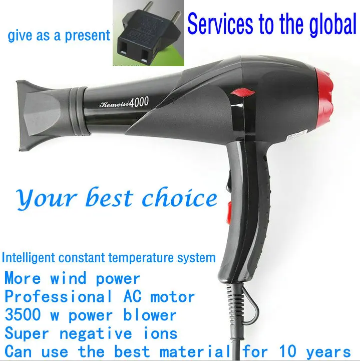 3500W AC Motor NEW 2015 Low Noise Electric Handle Hair Dryer Black