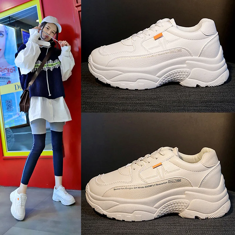 

New 2019 Spring Fashion Women Casual Shoes Suede Leather Platform Shoes Women Sneakers Ladies White Trainers Chaussure Femme