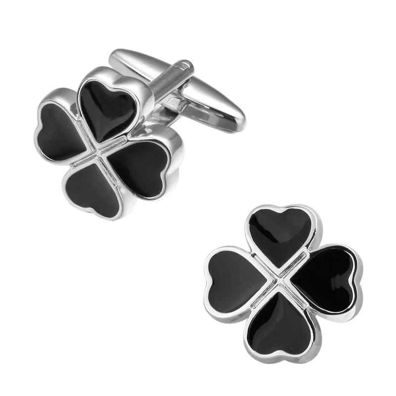 

Черные эмалевые запонки clover деловые костюмы мужские рубашки запонки