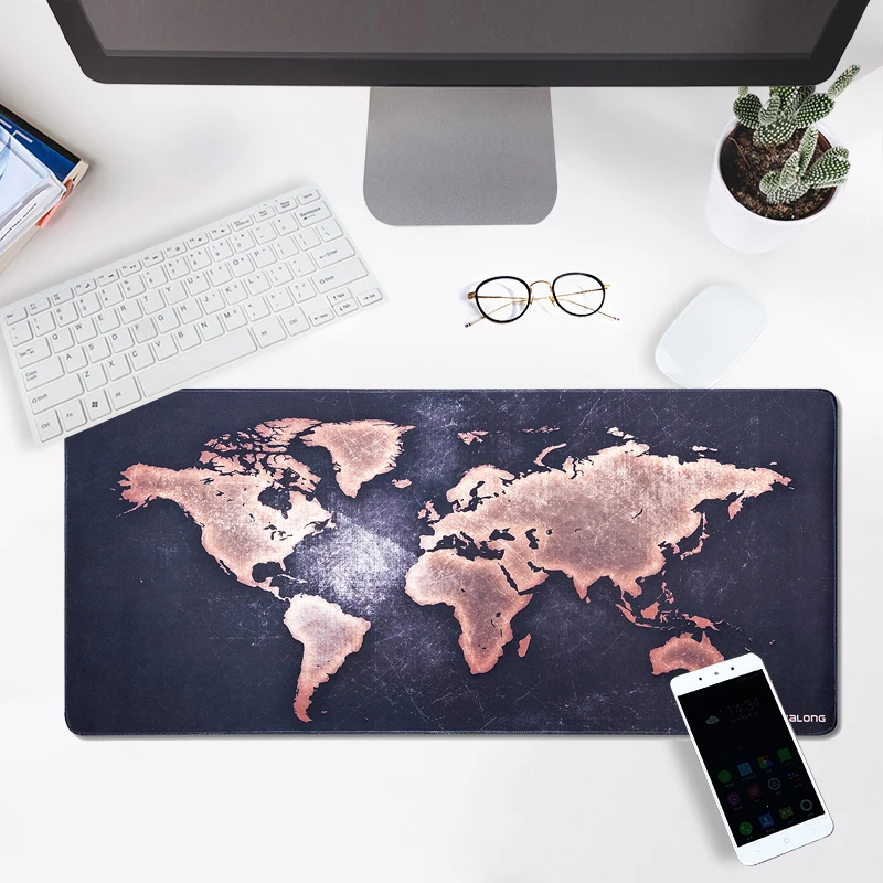

JIALONG Gaming Mouse Pad Large Mouse Pad Gamer Big Mouse Mat Computer Mousepad Rubber Surface World Map Mause Pad Keyboard Desk