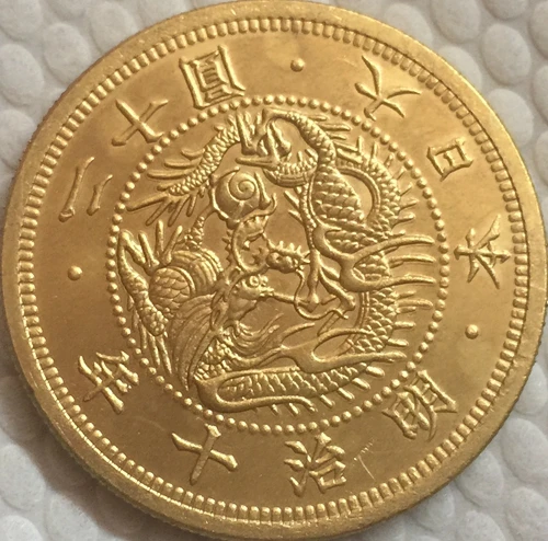 Япония 20 Yen-Meiji 10 лет копия монеты 35,06 мм позолоченный