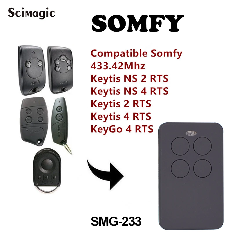

1pcs Free Shipping SOMFY Keytis NS 2 RTS, Somfy Keytis 4 NS RTS Compatible Remote Control 433.42Mhz,Universal SOMFY gate control