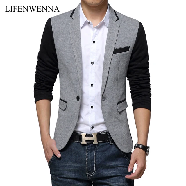 2017 nueva slim fit chaqueta para hombre casual algodón